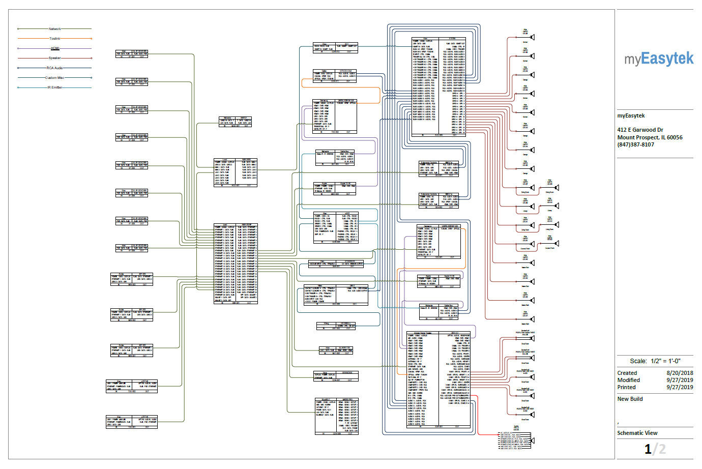 Sample Smart Home Wiring Schematics - Line drawings of connections.